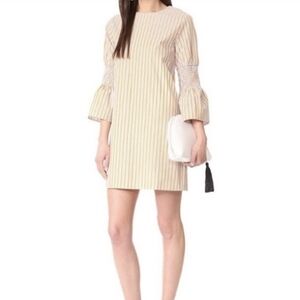 English Factory dress, orange blue white striped, size XS